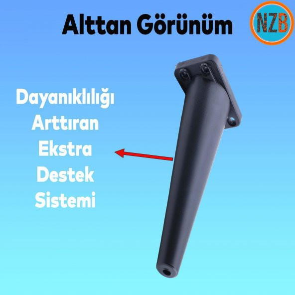Mobilya Kanepe Çekyat Sehpa TV Ünitesi Koltuk Ayağı 24 cm Siyah Baza Ayak - 4