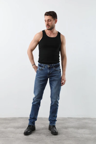 Erkek Jean Pantolon Mavi - 5