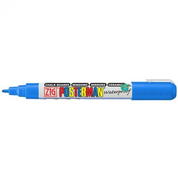 Zig Posterman Waterproof Boyama Markeri Fine Uç 1 mm BLUE