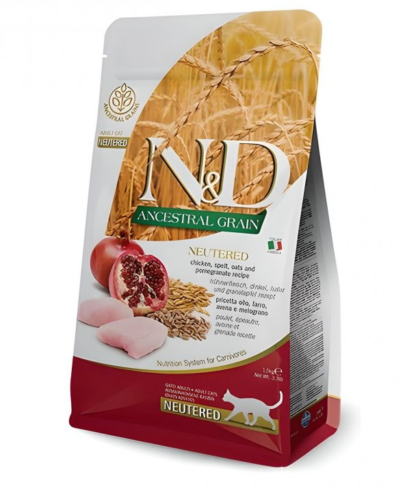 N&D Low Tavuk&Nar Kısırlaştırılmış Yetişkin Kedi Maması 1,5 Kg