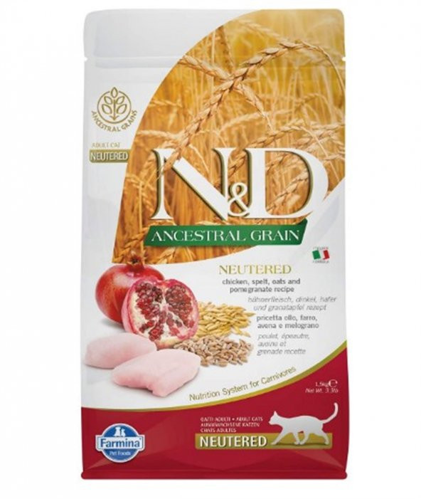 N&D Low Tavuk&Nar Kısırlaştırılmış Yetişkin Kedi Maması 1,5 Kg - 2