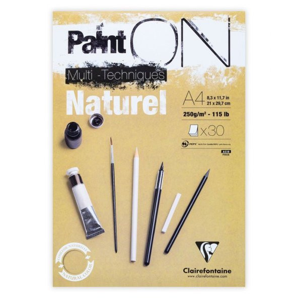 Clairefontaine PaintOn Naturel Multi-Techniques Karışık Teknik Blok 250 gr. 30 Yp. A4