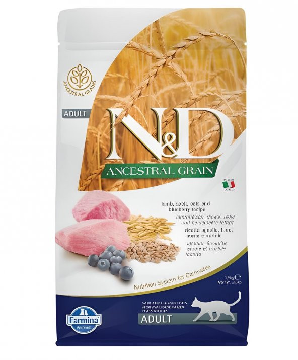 N&D Düşük Tahıllı Kuzulu Yaban Mersinli Kedi Maması 1,5 Kg ürün görseli