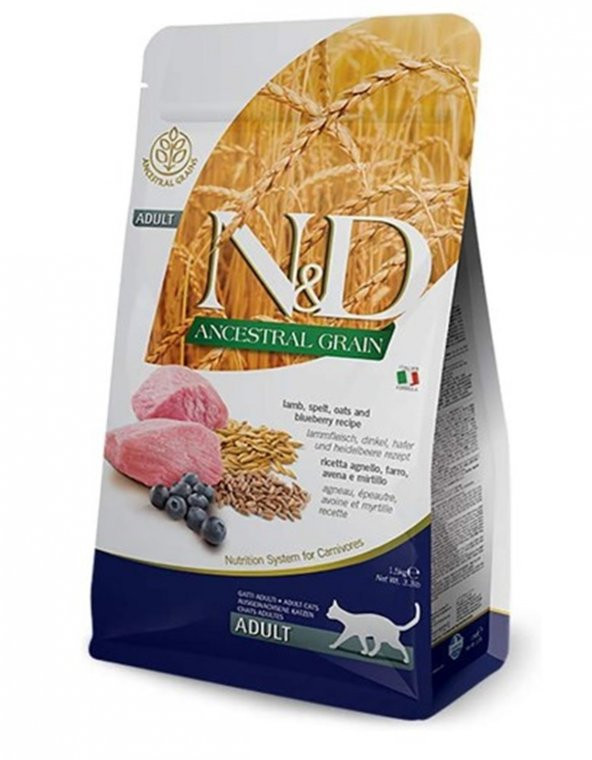 N&D Düşük Tahıllı Kuzulu Yaban Mersinli Kedi Maması 1,5 Kg - Resim 2