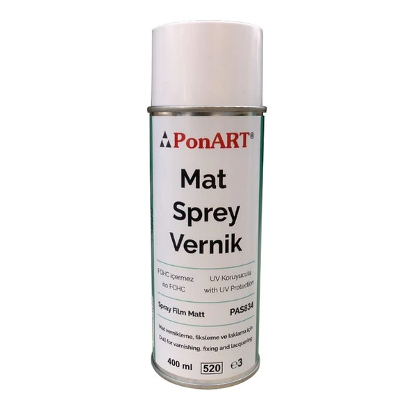 Ponart Mat Sprey Vernik 400 ml. (Akrilik, Tempera, Yağlıboya)