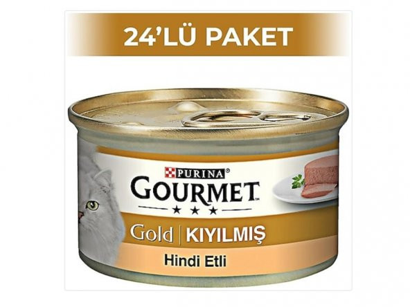 Gourmet Gold Hindi Etli Yetişkin Kıyılmış Kedi Konservesi 24x85 Gr
