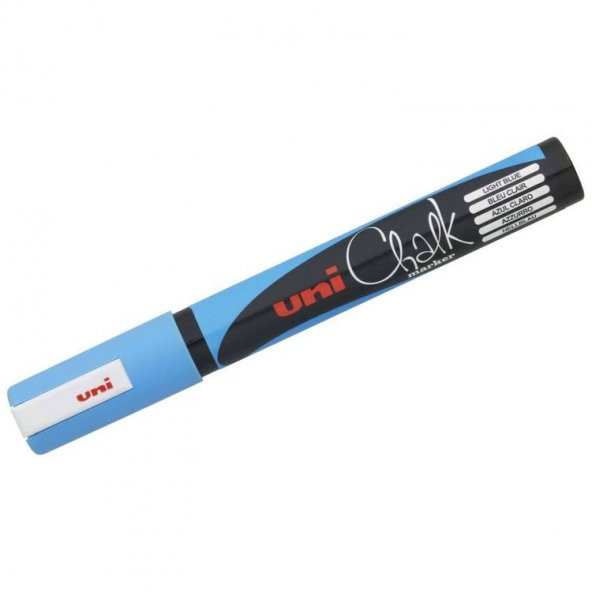 Uni Chalk 1.8-2.5 mm Yuvarlak Uç Su Bazlı Sıvı Tebeşir Kalemi A.Mavi