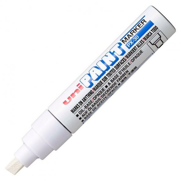 Uni PX-30 Paint Marker 4.0-8.5mm Kesik Uç Boyama Markörü Beyaz