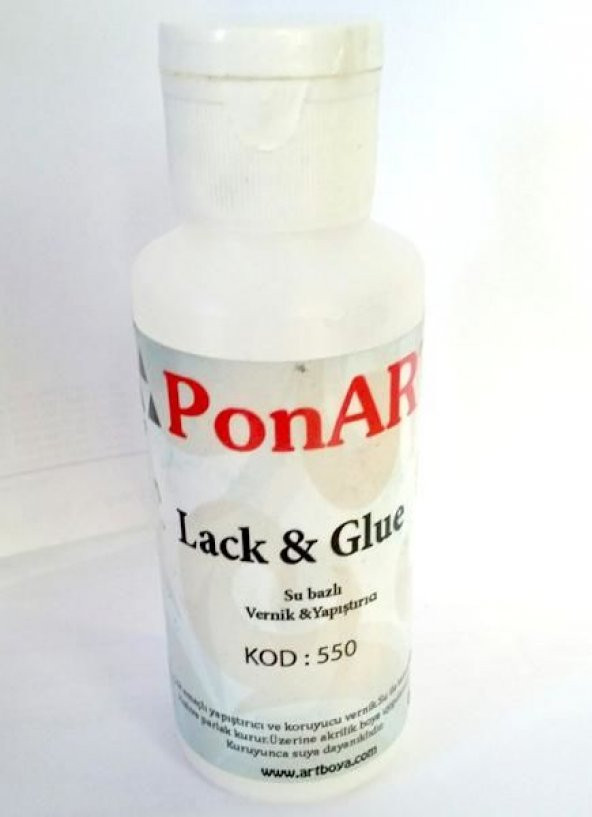 Ponart Lack & Glue Su Bazlı Şeffaf Vernik ve Yapıştırıcı 100 ml.