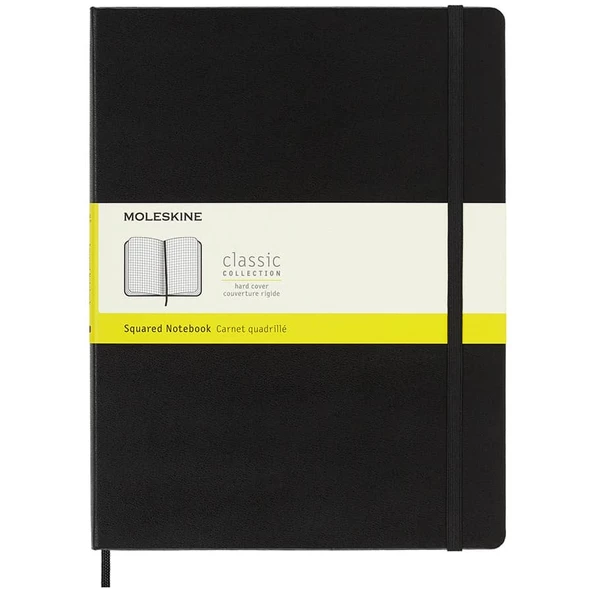 Moleskine Sert Kapak Kareli Defter XL 19x25 cm 192 Sayfa Siyah