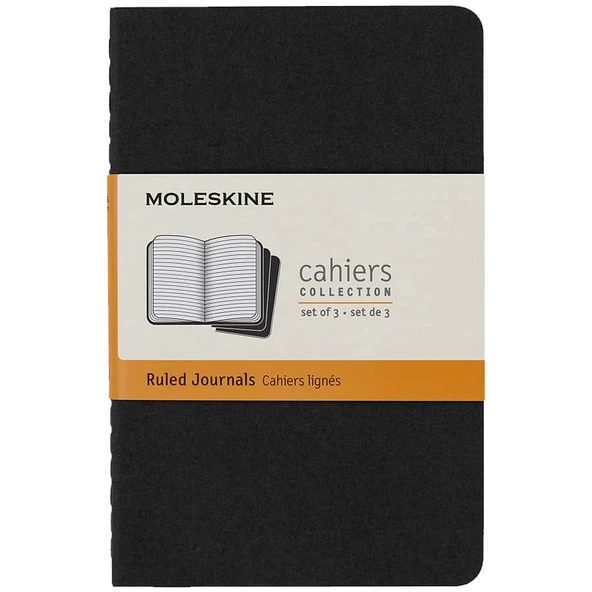 Moleskine Chaier 3lü Günlük Defter Çizgili Cep Boy 9x14 cm 64 Sayfa Siyah