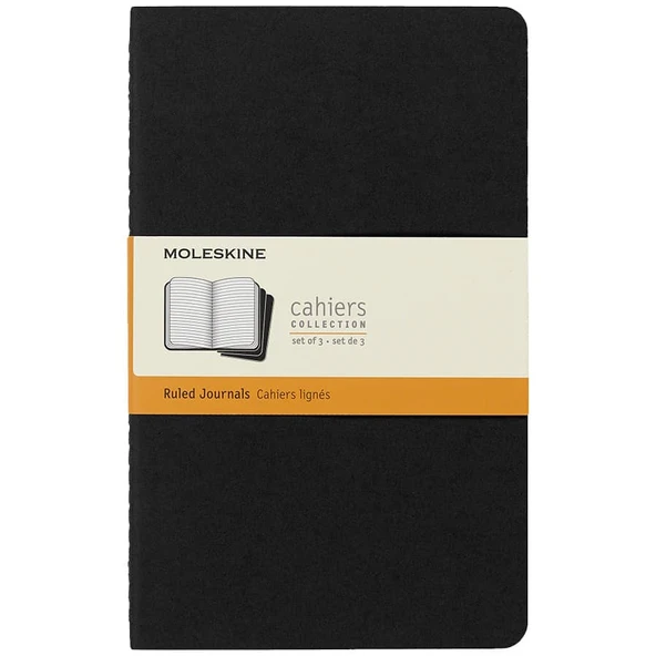 Moleskine Chaier 3lü Günlük Defter Çizgili L Boy 13x21 cm 80 Sayfa Siyah