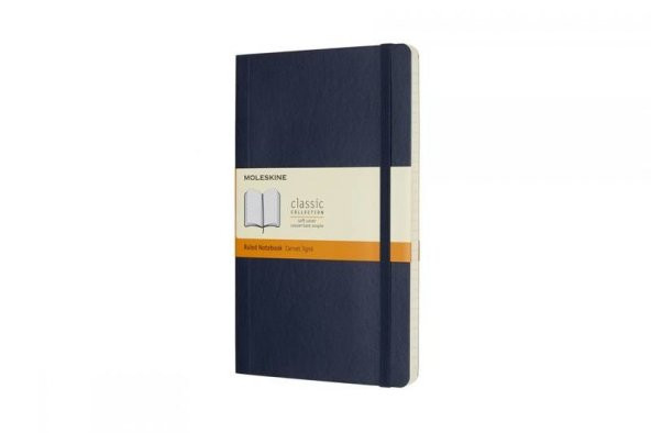 Moleskine Yumuşak Kapak Çizgili Defter L Boy 13x21 cm 192 Sayfa Lacivert