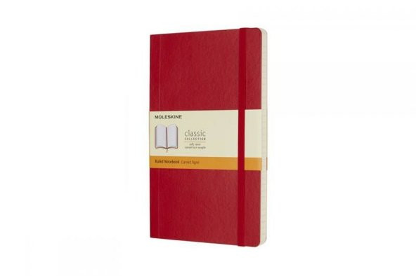 Moleskine Yumuşak Kapak Çizgili Defter L Boy 13x21 cm 192 Sayfa Kırmızı