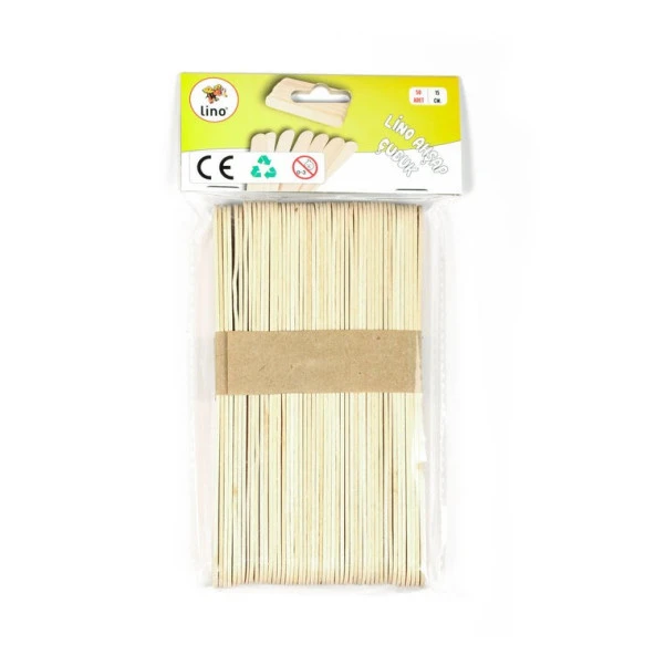 Lino Ahşap Dil Basma Çubuğu Naturel 15 cm 50li
