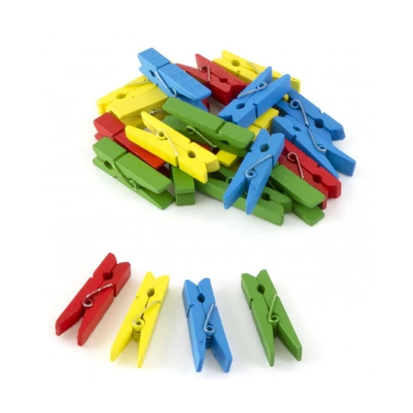 Lino Ahşap Mandal Renkli 45 mm 25 Adet