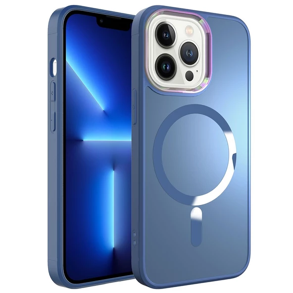 Gpack Apple iPhone 13 Pro Max Kılıf Stil Serisi Mat Wireless Tacsafe Kapak - 6