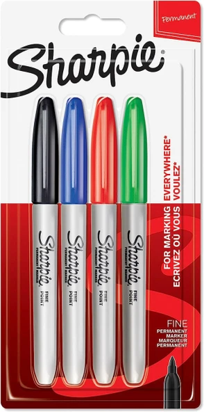 Sharpie Fine 4'lü Yuvarlak Uç Permanent Markör Standart Renkler Set / 169734 ürün görseli