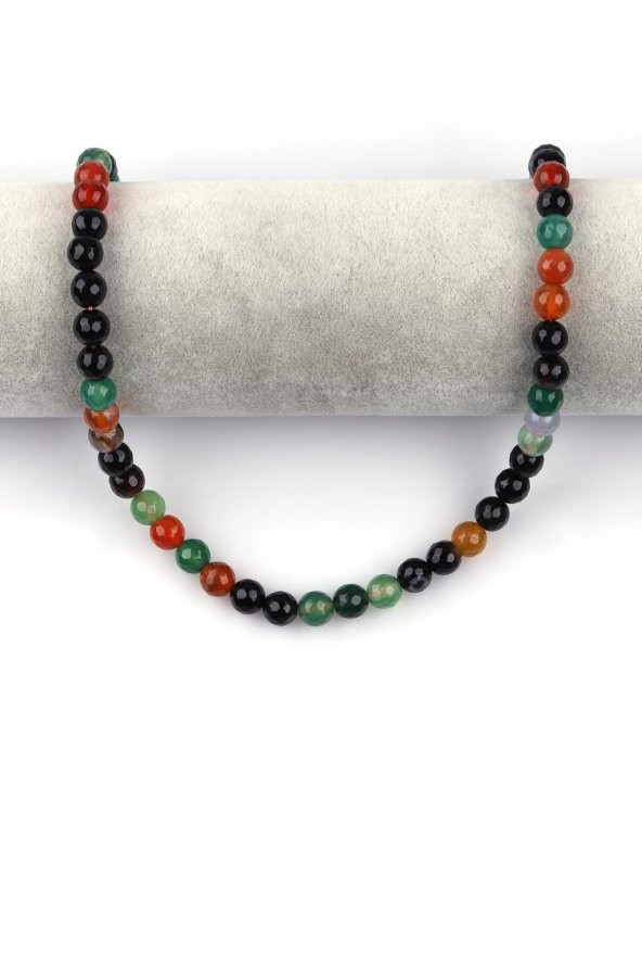 Renkli Akik Doğal Taş Dizi 8 mm Fasetli Küre Kesim - 2