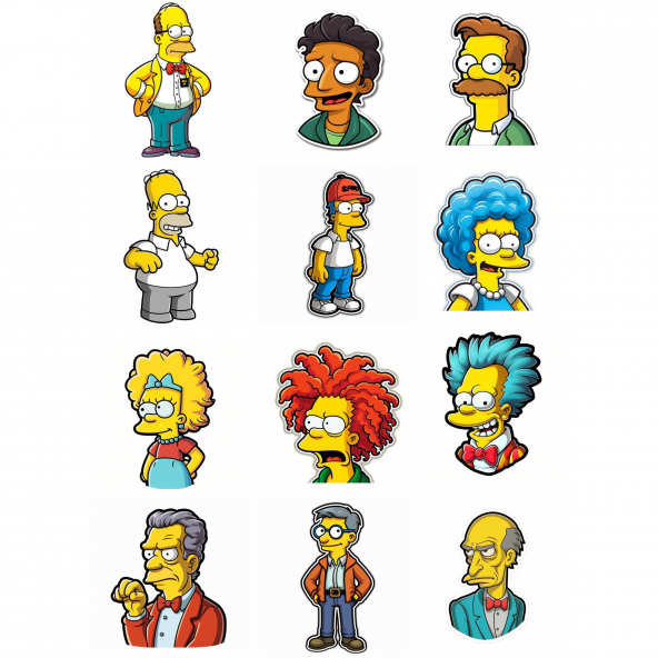 Sticker Master Simpsons Motorsiklet, Kask,Laptop Ve Araç Sticker Çıkartma Etiket 12 Adet 10 Ar Cm ürün görseli
