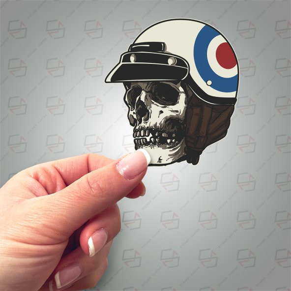 Skull Motor Kask Kurukafa Sticker Etiket Çıkartma Pc Laptop Araba Oto Motor - 3