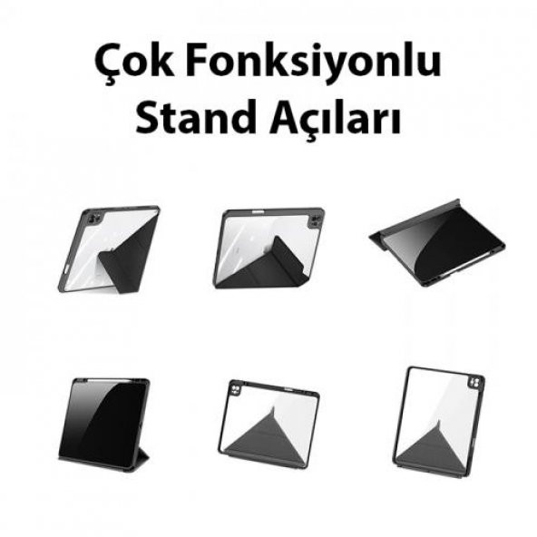 Coofbe Kalem Yerli Standlı Şeffaf Arka Kapak iPad Pro 12.9 Kılıf Tablet Kılıfı Manyetik iPad Pro 12.9 2022-2021-2020-2018 - 4
