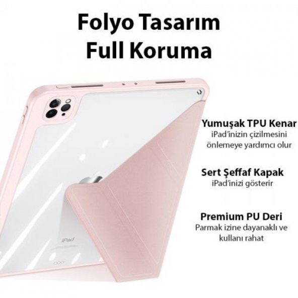 Coofbe Kalem Yerli Standlı Şeffaf Arka Kapak iPad Pro 12.9 Kılıf Tablet Kılıfı Manyetik iPad Pro 12.9 2022-2021-2020-2018 - 10