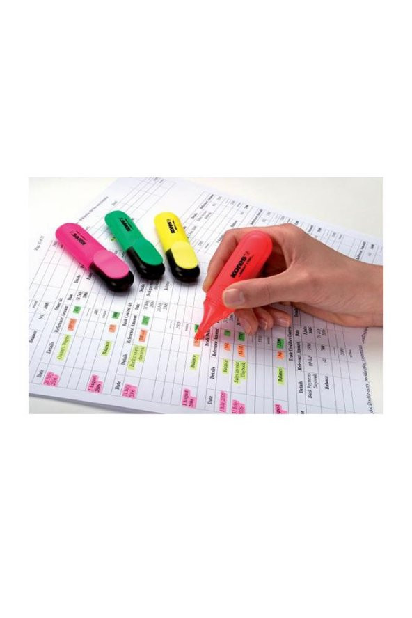 Fosforlu Kalem 4 Lü 1 Paket İşaretleme Kalemi 4 Renk Fosforlu Renkler Turuncu Sarı Pembe Yeşil - 2