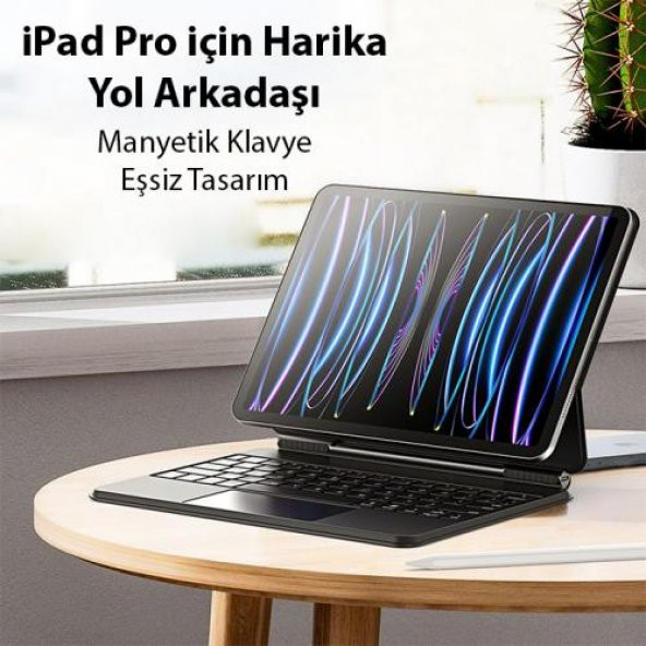 Coofbe iPad Pro 11 Magic Keyboard Kılıf Bluetooth Klavye iPad Pro 11 Kılıf Klavye Manyetik Kapak - 4