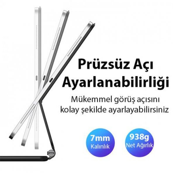 Coofbe iPad Pro 11 Magic Keyboard Kılıf Bluetooth Klavye iPad Pro 11 Kılıf Klavye Manyetik Kapak - 6