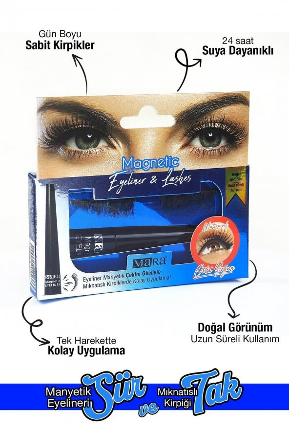 Manyetik Eyelinerlı Mıknatıslı Doğal Ipek Takma Kirpik Orta Yoğun