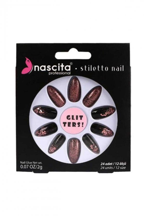 Stiletto Gel Glitter Nails Takma Tırnak