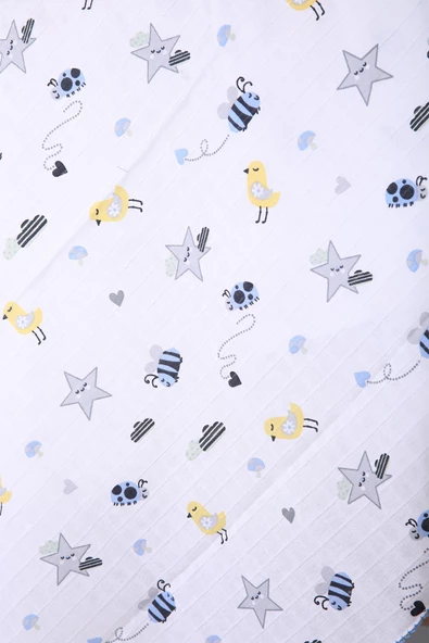 Müslin Örtü 85x90cm Uğur Böceği Desen Organik Hediyelik Emzirme Alt Açma Yenidoğan Puset Örtüsü - 2