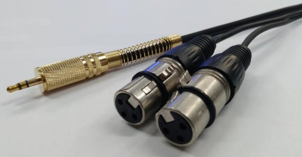 3.5 mm Stereo Erkek Gold to 2x XLR Dişi Kablo 3 Metre