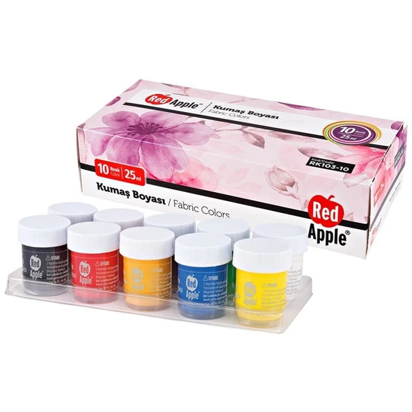 Red Apple Kumaş Boyası 10 Renk x 25 ml. Set