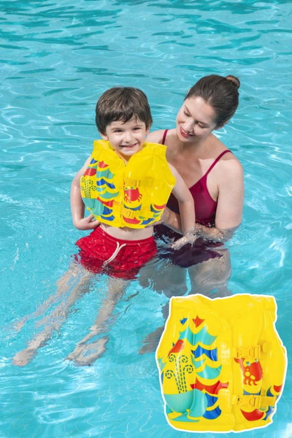 Telvesse 3-6 Yaş Çocuk Yüzme Yeleği Şişme Yüzücü Havuz Yelek Can Yeleği Sarı 41x30 cm