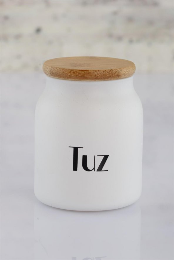 Olbia 300 ML Beyaz Cam Baharatlık Bambu Kapaklı ( Kaşıklı ) 7x10 cm - 4