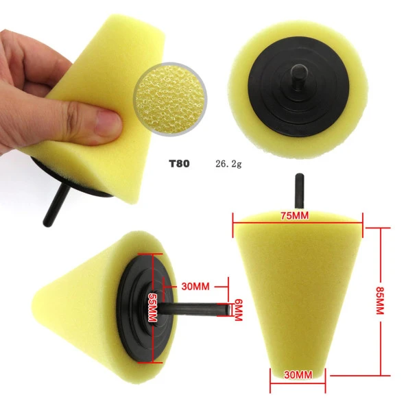 Rodex Konik Pasta Cila Oto Parlatma Polisaj Süngeri Aparatı Matkap Ucu Jant Temizlik Seti (3 PARÇA) - 5