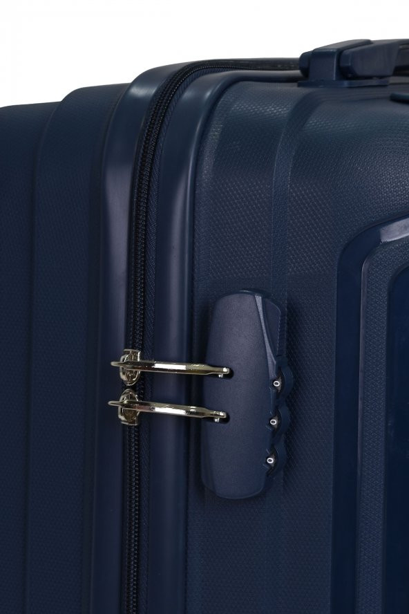 Elatae Premium Polipropilen Kabin Boy Kırılmaz Valiz Lacivert V305 - Resim 3