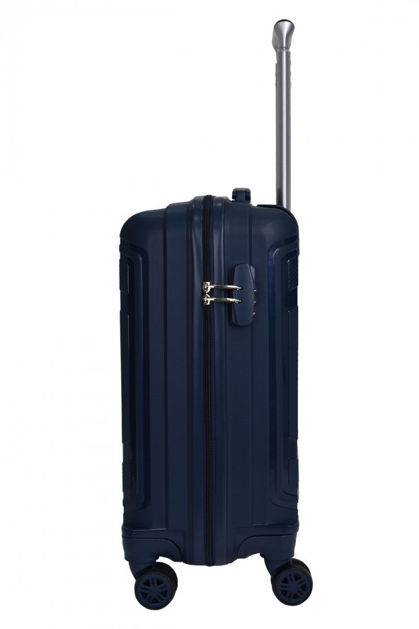 Elatae Premium Polipropilen Kabin Boy Kırılmaz Valiz Lacivert V305 - Resim 8