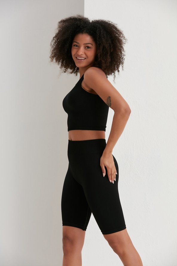Dikişsiz Takım Siyah Bayan Giyim Rahat Kesim Alt Üst Takım Comfort Collection - 4