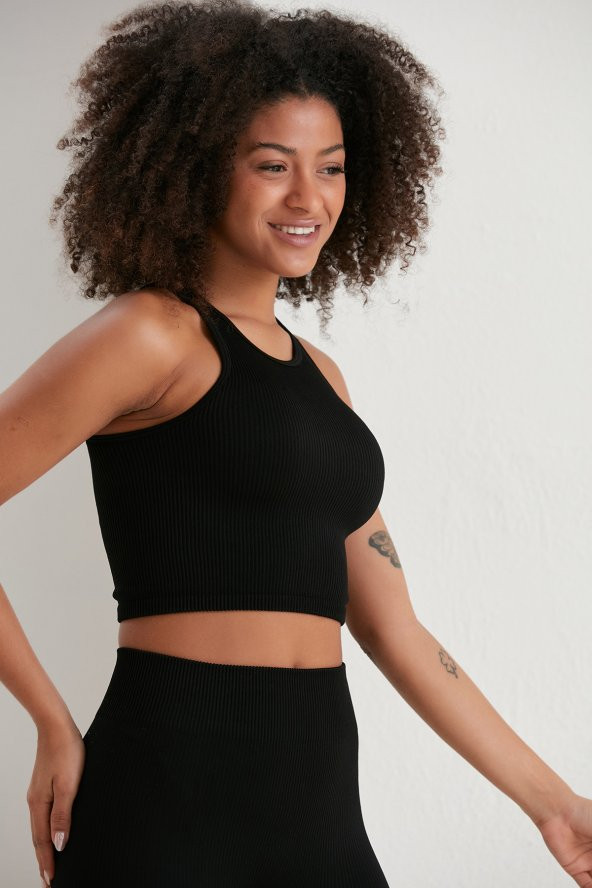 Dikişsiz Takım Siyah Bayan Giyim Rahat Kesim Alt Üst Takım Comfort Collection - 5