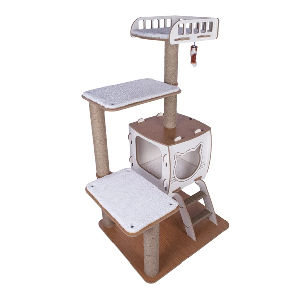 Patihomes Katlı Kedi Tırmalama Evi - Kedi Tırmalaması - Kedi Oyun Evi - 7