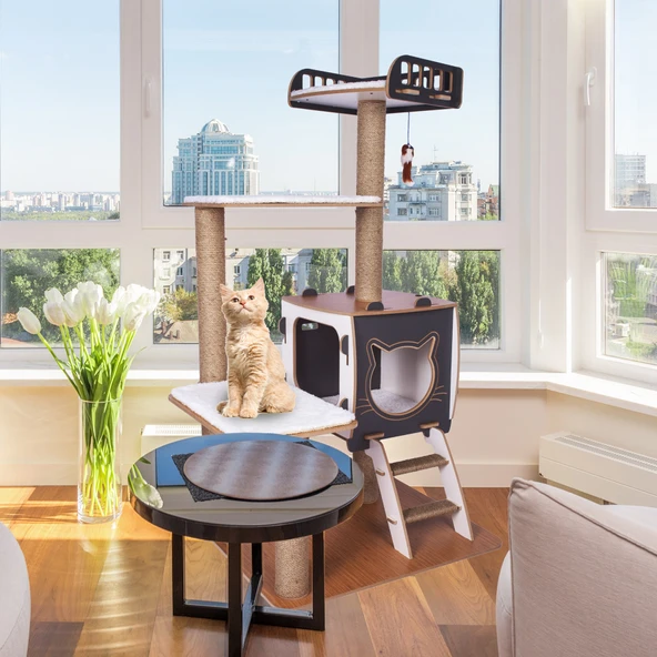 Patihomes Katlı  Kedi Tırmalama Evi - Kedi Tırmalaması - Kedi Oyun Evi - 2