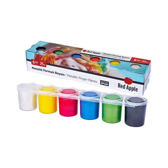 Red Apple Metalik Parmak Boyası 6 Renk x 25 ml Sıralı Set