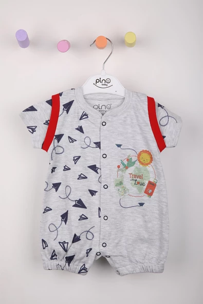 Çıtçıtlı Travel Desen Unisex Bebek Tulum 2904-1