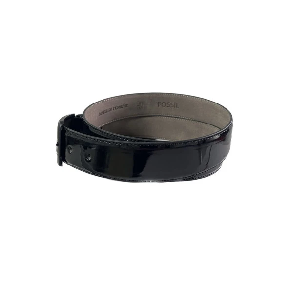 Fossil Siyah Düz Dikiş Suni Deri 3,5cm Erkek Kemeri -120Cm - Resim 4