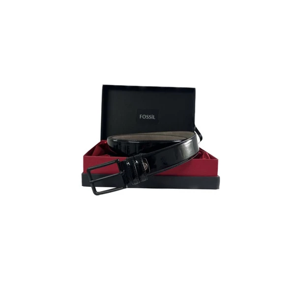 Fossil Siyah Düz Dikiş Suni Deri 3,5cm Erkek Kemeri -110 Cm ürün görseli 1