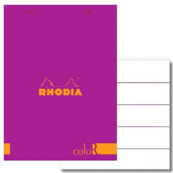 Rhodia ColoR Çizgili Bloknot Kırmızı Kapak 85x120 mm 90 gr Soft Touch Kağıt 70 Yaprak