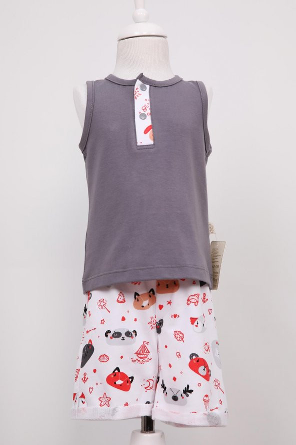 Rakun Baskı Patlı Atlet Erkek Bebek Yazlık Takım 3558